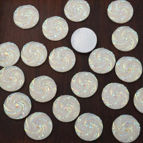 BOLIAO New AB Color Round Whirlwind 20Pcs 18mm (0.71In) Rhinestones Flatback White Resin For Wedding/Bag Decoration Crafts DIY