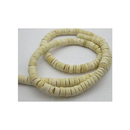 2 Strands of 22" Natural White Coconut Column Heishi Beads 7mm