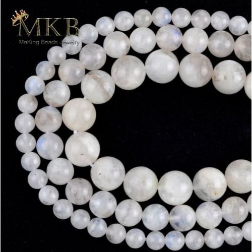 Wholesale Natural Moon Stone Spacer Loose Beads For Jewelry Making 6-12mm Round Beads DIY Bracelet Necklace Jewellery Strand 15"