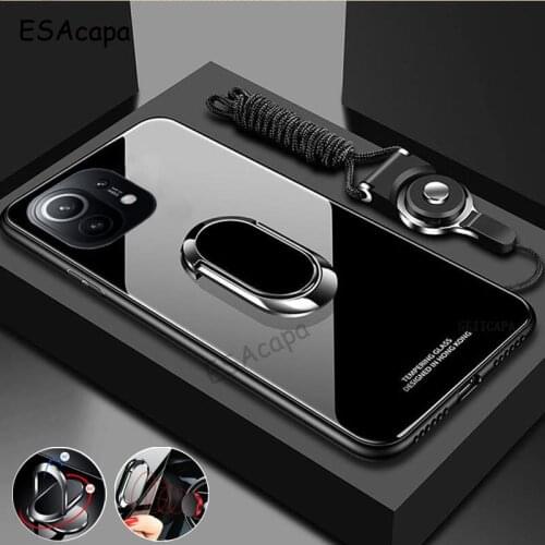 For Xiaomi Mi 11 Pro Case Tempered Glass Phone Cases For Xiaomi Mi 11 Pro Hard Back Cover With Magnet Ring Holder Stand
