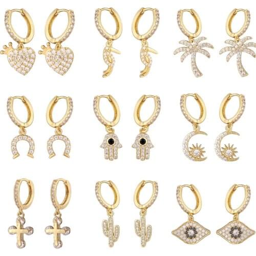 HECHENG ,1pair, CZ ,Small Hoop Earrings ,Wholesale, Eyes Palm Lightning, Charm jewelry ,fashion 2020