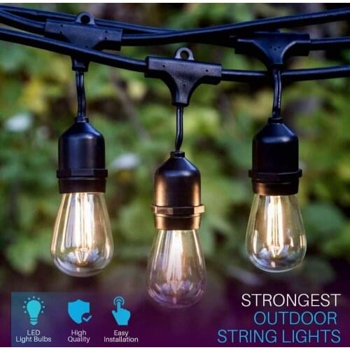 IP65 14.4 Meters 2*0.75mm S14 String Lights Waterproof 15 LED Retro Edison Bulbs Outdoor Street Garden Patio Holiday Light