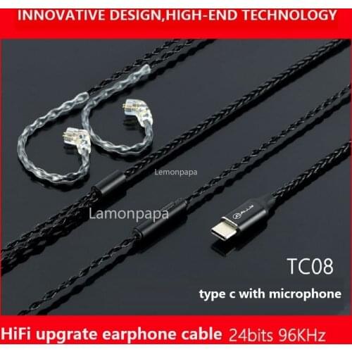 Type C To Mmcx HiFi Earphone Cable 0.78mm 0.75mm 2PIN 8 Core Digital Audio Decoding Copper Earphone Cable for KZ TRN SHURE QDC