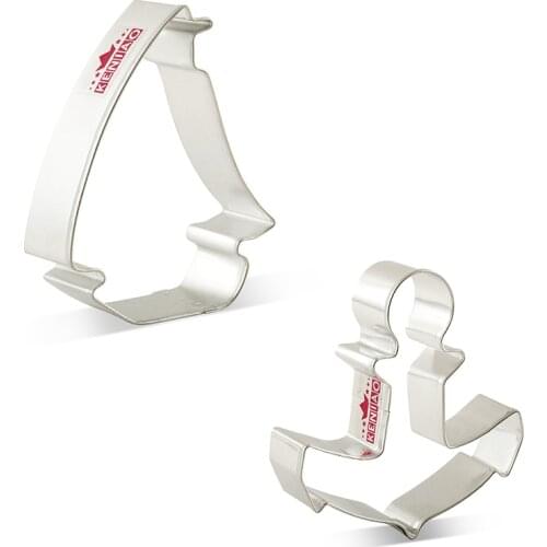 KENIAO Sailboat Dolphin Anchor Cookie Cutter Set - 2 Piece- Biscuit / Fondant / Pastry /Bread Cutter- Stainless Steel