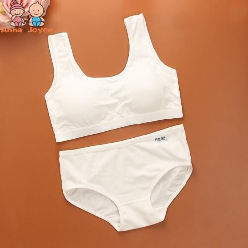 Girls Bra Set Cotton Development No Steel Student Children Pure Cotton Wrapped Chest YFP81