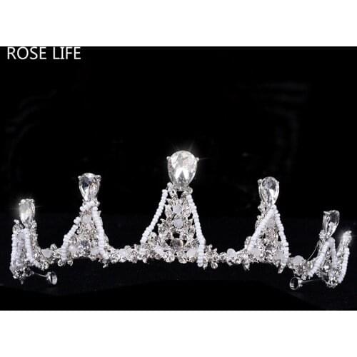 ROSE LIFE Baroque crown bride princess crown wedding accessories crown hair accessories handmade fashion jewelry