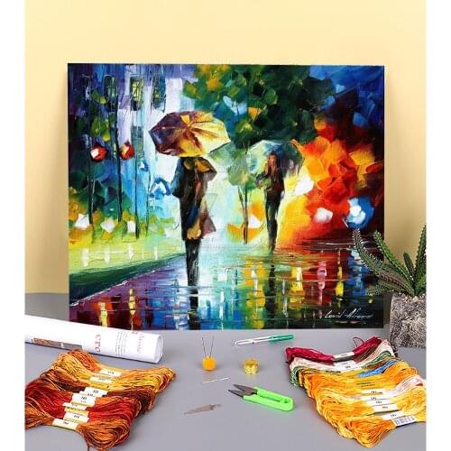 Dreams The Rain Printed Fabric 11CT Cross-Stitch Embroidery Full Kit DMC Threads Knitting Sewing Needlework Jewelry