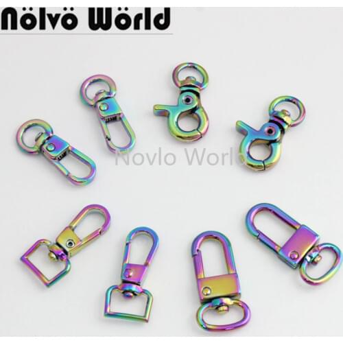 Nolvo World 5-20-100pcs 4 size 8mm 9mm 12mm rainbow metal buckle bag clasps lobster small swivel trigger clips for keychain