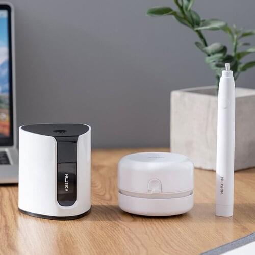 Nusign Electric Stationery Set 3In1 Desktop Cleaner Electric Pencil Sharpener Electric Eraser For Office School Students