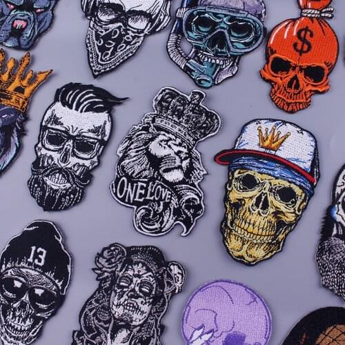 Patches for Clothes Animal King Bear Lion Gorilla Embroidered Patches for Jacket DIY Skull Stripe Patch Iron on Patches Badges