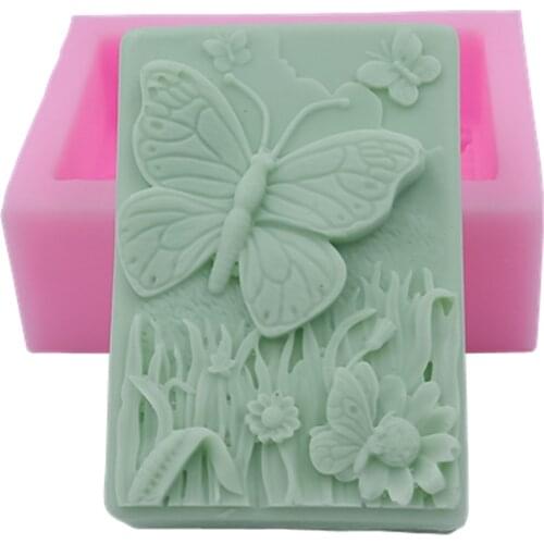 New Butterfly Silicone Soap Mold Rectangle Bar Soap Molds DIY Silicone Soap Forms