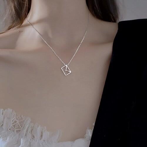 New Necklace 2021 Love Letter Zirconium Envelope Necklaces for Women Square Pendant Clavicle Chain Choker Jewelry Kpop