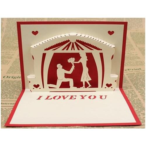 New Arrive 3D greeting cards invitation card wedding card I love you valentines blessing card