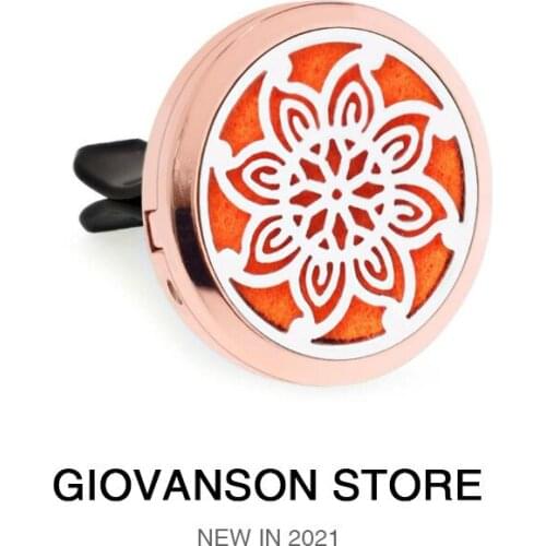 New Arrivals Colorful 30mm Essential Oil Car Vent Clip Air Freshener Flower of Life Perfume Diffuser Locket Free 10Pads