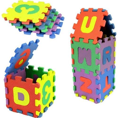 New 36 Pcs/Lot 3D Block Mini EVA Foam Alphabet Letters Numbers Floor Soft Baby Mat Kids Educational Toys Random Style 6*6