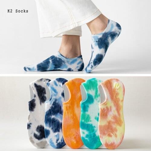 Original Couples Tie-dye Men and Women Socks Cotton Colorful Vortex HipHop Harajuku Trend Skateboard Funny Girls Short Socks