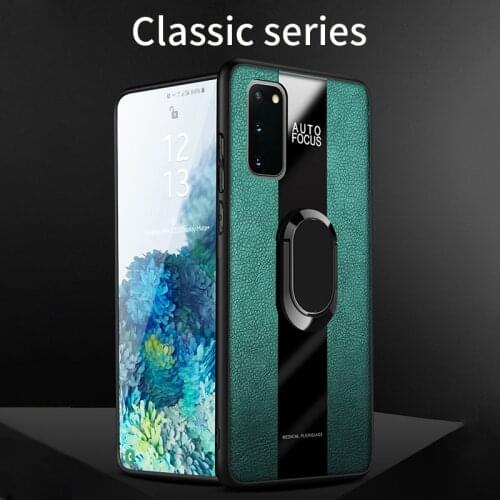 Luxury High Quality Shockproof Car Magnetic Ring Holder PU Leather Phone Case For Samsung S21 S20 Plus Ultra Cover Fundas Coque