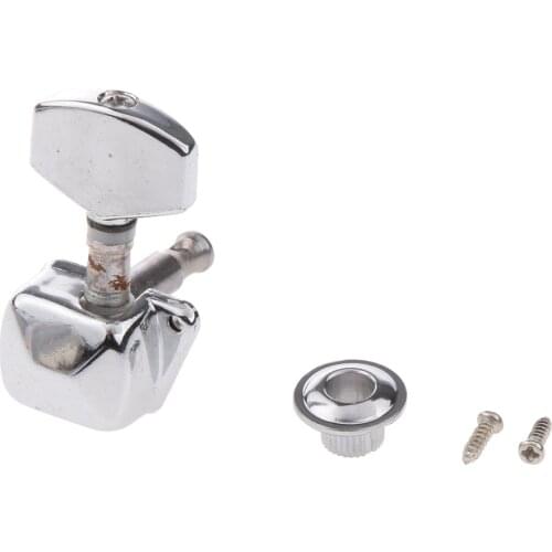Silver Electric Acoustic Guitar Machine Head Tuning Peg w Ferrule Screw Set