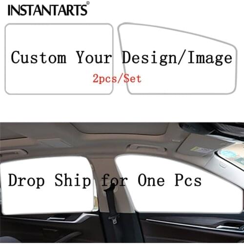 INSTANTARTS Custom Logo/Design/Images/Name/Text UV Protect Foldable Side Car Window Sunshade 2pcs Sun Shade for Left Car Window