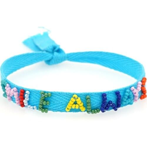 Go2boho Miyuki Beads Woven Bracelet Fabric Cloth Bracelets Women Letter SMILE ALWAY Pulsera Girl Jewelry Friendship Wristband