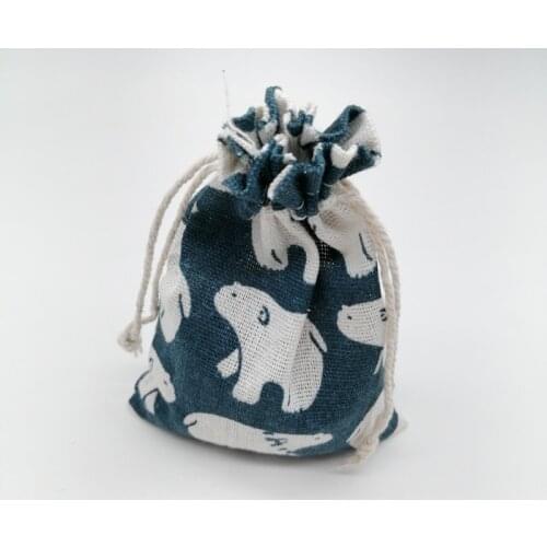 50-100pcs Polar Bear Fabric Bag Animal Jute Bag Sack Drawstring Bags Cotton Sack Gift Bags for Wedding Party Christmas Gifts
