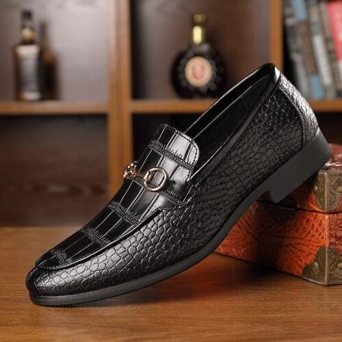 Fotwear Men Leather Shoes Big Size Wedding Party Mens Dress Shoes Slip On Office Oxfords Male Business Formal Shoes Brown