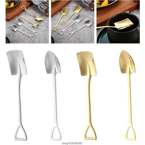 Stainless Steel Coffee Spoon Shovel Shaped Creative Universal Watermelon Ice Cream Cake Sugar Dessert Stirring Teaspoon Dropship