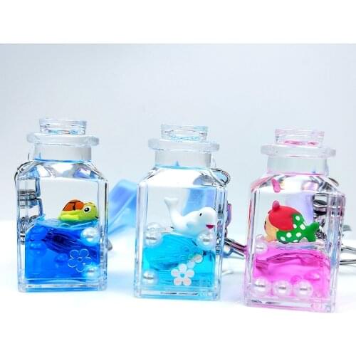 Animal Bear Pentagram Sequin Unicorn Liquid Keychain Glitter Pearl Acrylic Key Chain For Couples Women Men Gift Backpack Keyring