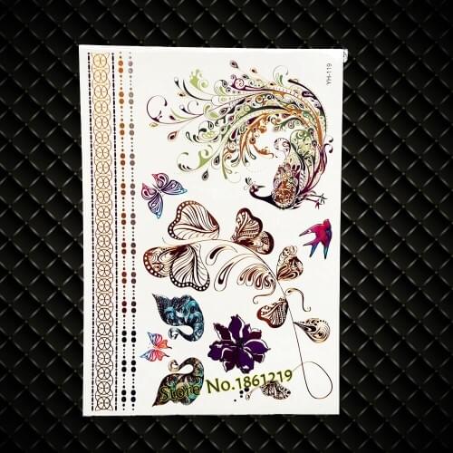 Gold Phoenix Designs Fake Flash Metallic Temporary Tattoo Women Body Art Arm Armband Tatoo GYH119 Sexy Fashion Tattoo Henna Swan