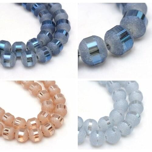 10Strands 8~9mm Round Electroplate Glass Crystal Loose Jewelry Bead Strands Frosted Rainbow Plated About 72pcs/strand 24.4"