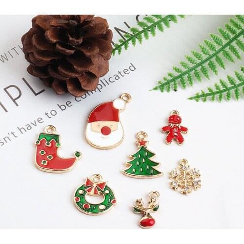 10pcs Diy Handmade Jewelry Accessories Alloy Snowflake Santa Elk Hanging Stockings Snowman Earrings Wholesale Material Women