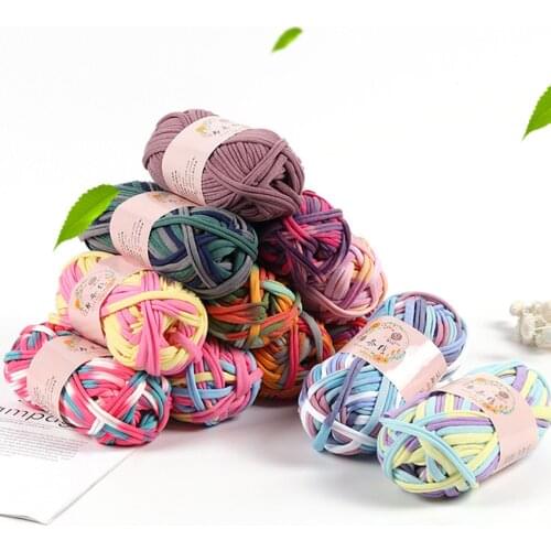100g Colourful Cloth Thick Yarn for Knitting DIY Crochet Carpets Threads Yarn Knitting Wool Cotton for Hand Knitted Basket 2cm