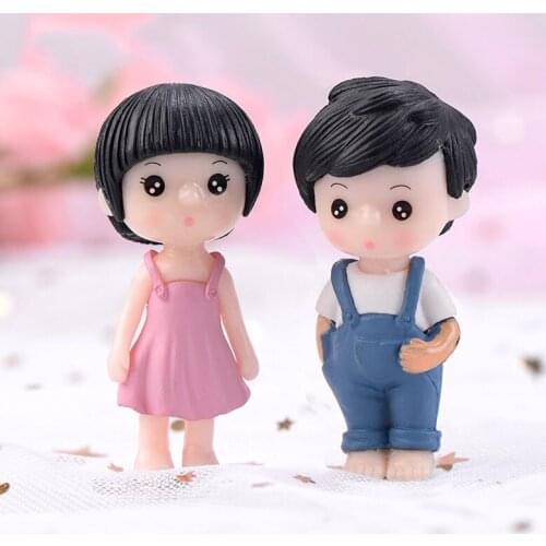 2PCS Monkey Couple Husband Wife Boy Girl Lucky Lover Model Figure Ornament Miniatures DIY Dollhouse Accessory