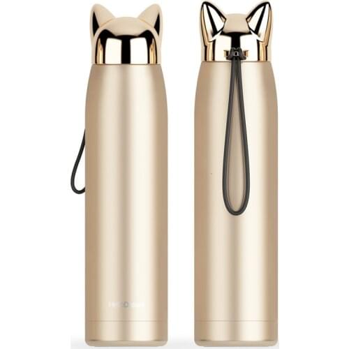 320ml Double Wall Thermos Bottle Cat Fox Ear Thermal Coffee Tea Milk Travel Mug Sport Stainless Steel Vacuum Flasks Thermocup