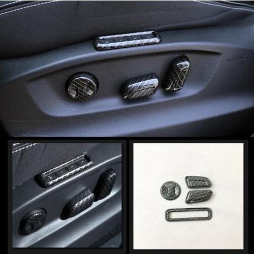 For Skoda Kodiaq 2017 2018 ABS Carbon fibre Car Seat adjustment Switch Cover Trim car styling accessories 4pcs