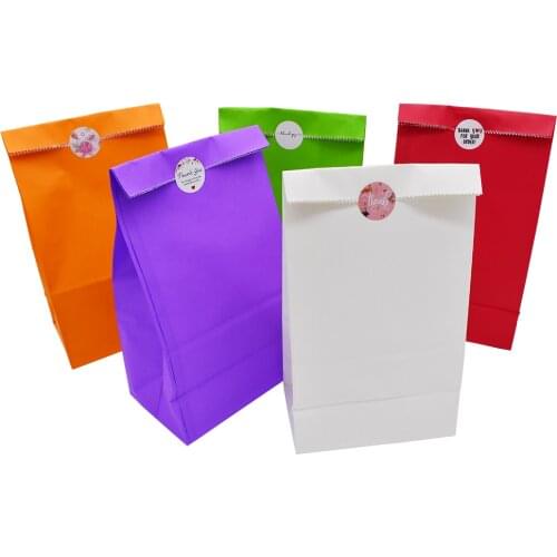 5pcs Colorful Popcorn Bags Kraft Paper Bag Candy Biscuit giftwrapping baked goods bag Favour bags for gifts 24X13X8cm
