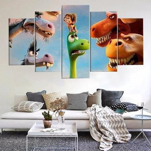 5 Pieces Wall Art Canvas Painting Good Dinosaur Kids Movie Cartoon Poster Modern Home Decor Canvas For Living Room Frame Picture