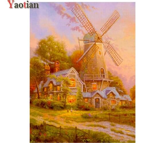 5D Diamond Painting Netherlands Windmill Hut The Scenery Full Drill Square Cross Stitch Handmade Diamond Mosaic Embroidery Decor
