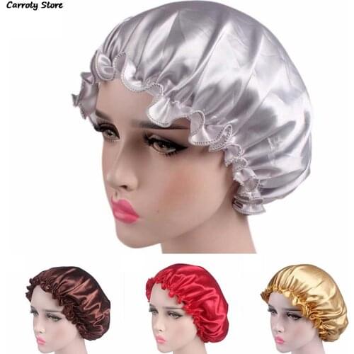 6 Style Womens Satin Solid Sleeping Hat Night Sleep Cap Hair Care Bonnet Nightcap For Women Men Unisex Cap