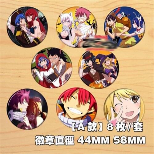 8pcs Anime FAIRY TAIL Pins Collectible Pin Backpack Bags Collection Accessories Cosplay Badge Brooch New Year Xmas Toys Gifts