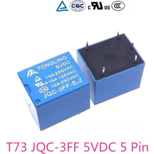 8pieces of relays 5 v 10A 250VAC JQC-3FF T73 power relays new good quality for SRD-5VDC-SL-C