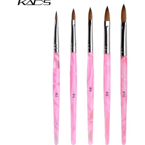 KADS 5pcs/set Kolinsky Acrylic Nail Brush Set Acrylic Liquid Powder UV Gel Nail Carving Pen Brush 2#/4#/6#/8#/10# Manicure Tool