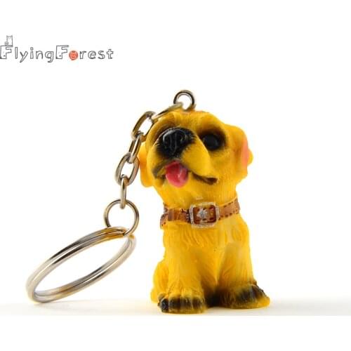 NEW Lovely 3D Golden Retriever Pet Key Chain Women Luxury Car Keychain Dog Key Rings Gifts For Best Friend Resin Key Ring Holder