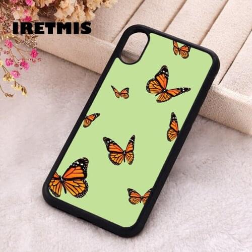 Iretmis 5 5S SE 2020 phone cover cases for iphone 6 6S 7 8 Plus X Xs XR 11 12 Mini Pro Max Silicone TPU green butterfly