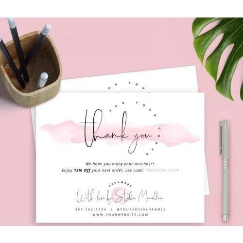 Elegant Watercolor Thank You Card