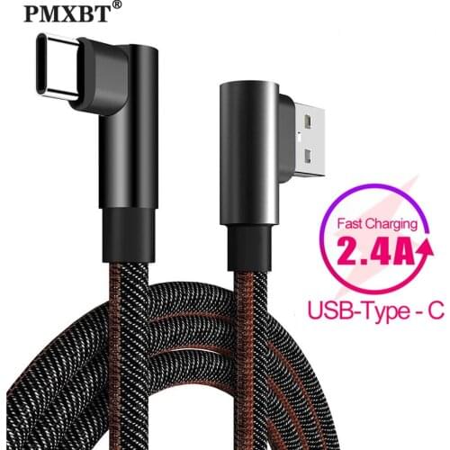 90 Degree Type C USB Cable Mobile Phone Charging Data Cable For Xiaomi Huawei Samsung Charger 90 Right Angle Short USB C Cable