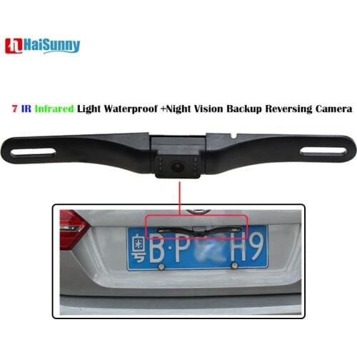 HaiSunny 7 LED Infrared IR Night Vision Waterproof Car Rear View Camera for License plate Parking Assistance vehicle Camera