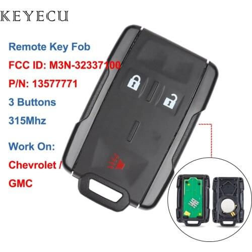 Keyecu Remote Key for Chevrolet Chevy Silverado Colorado Tahoe Suburban GMC Sierra Canyon 2014 2015 2016 2017 2018 M3N-32337100