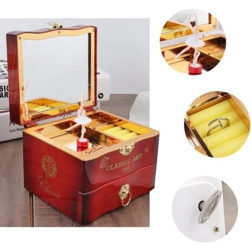 Classic Rotating Dancer Ballerina Piano Music Box Clockwork PLastic Jewellery Box Girls Carousel Hand Crank Music Mechanism Gift