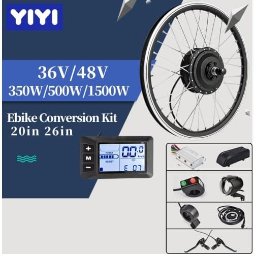 YIYI G51 20/26in E bike Conversion Kit 1500W Hub Motor Wheel Kit 36V 48V 350W 500W Front Rear Wheel E bike Conversion Kit
